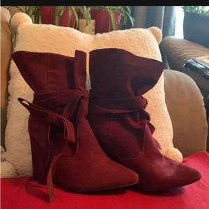 Burgundy Ankle Boots man made material